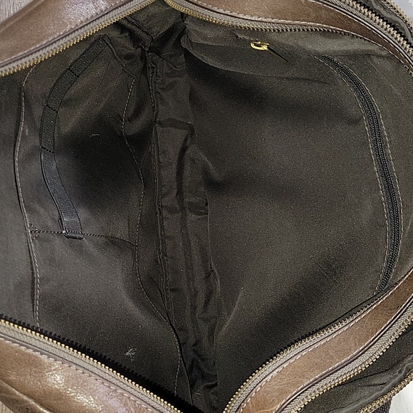 Fossil Brown Leather Laptop Messenger Crossbody Shoulder Bag - Picture 13 of 15